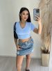 cropped canelado v donna chica azul