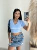 cropped canelado v donna chica azul