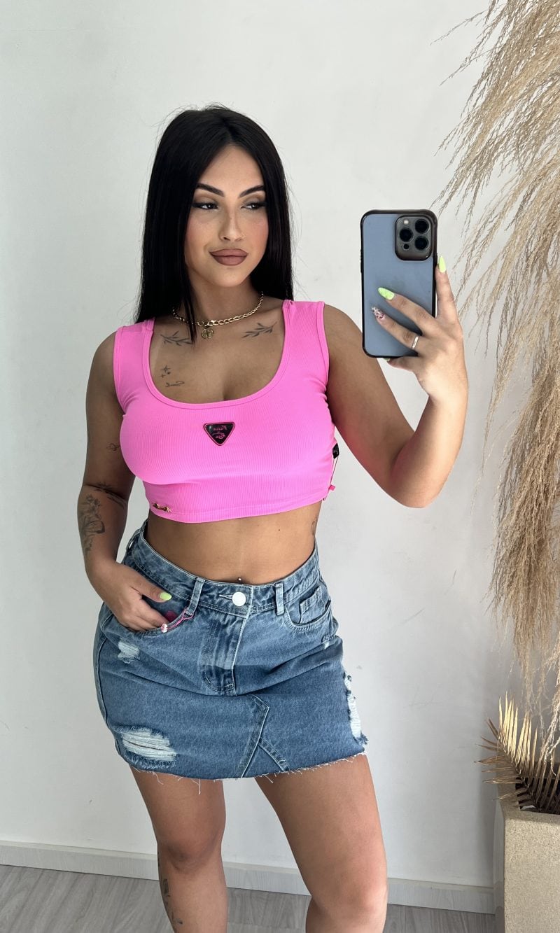 cropped graziele rosa chiclete cropped graziele rosa chiclete