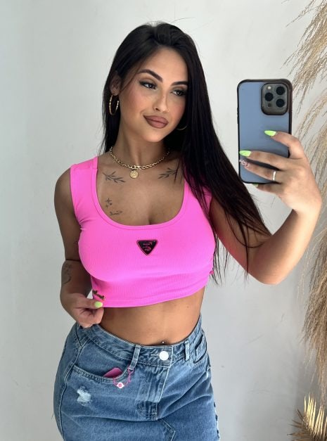 cropped graziele rosa chiclete