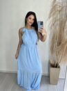 vestido longo iza azul