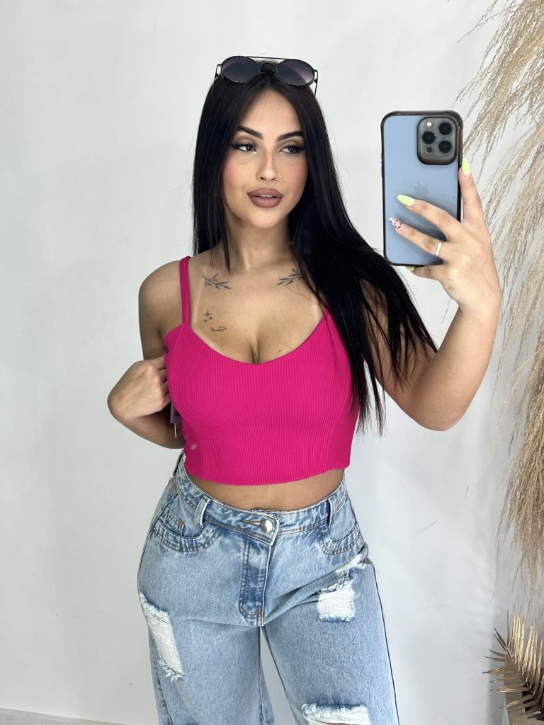 top alcinha pink donna chica