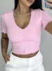 cropped decote drapeado picó donna chica rosa bb