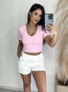 cropped decote drapeado picó donna chica rosa bb