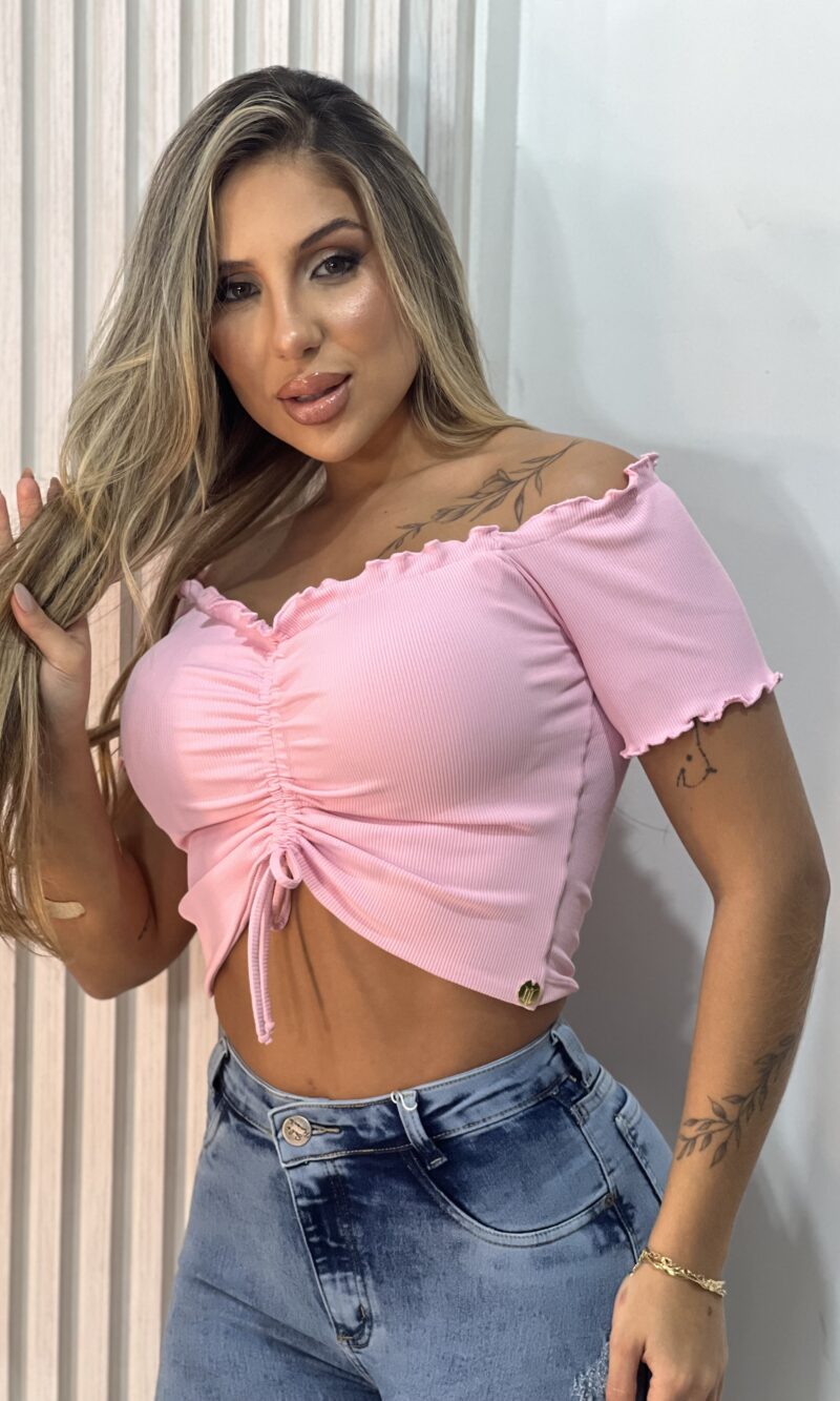 cropped drapeado picô donna chica rosa bb