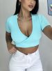 cropped transpassado donna chica verde Água