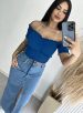 cropped drapeado picô donna chica azul petróleo