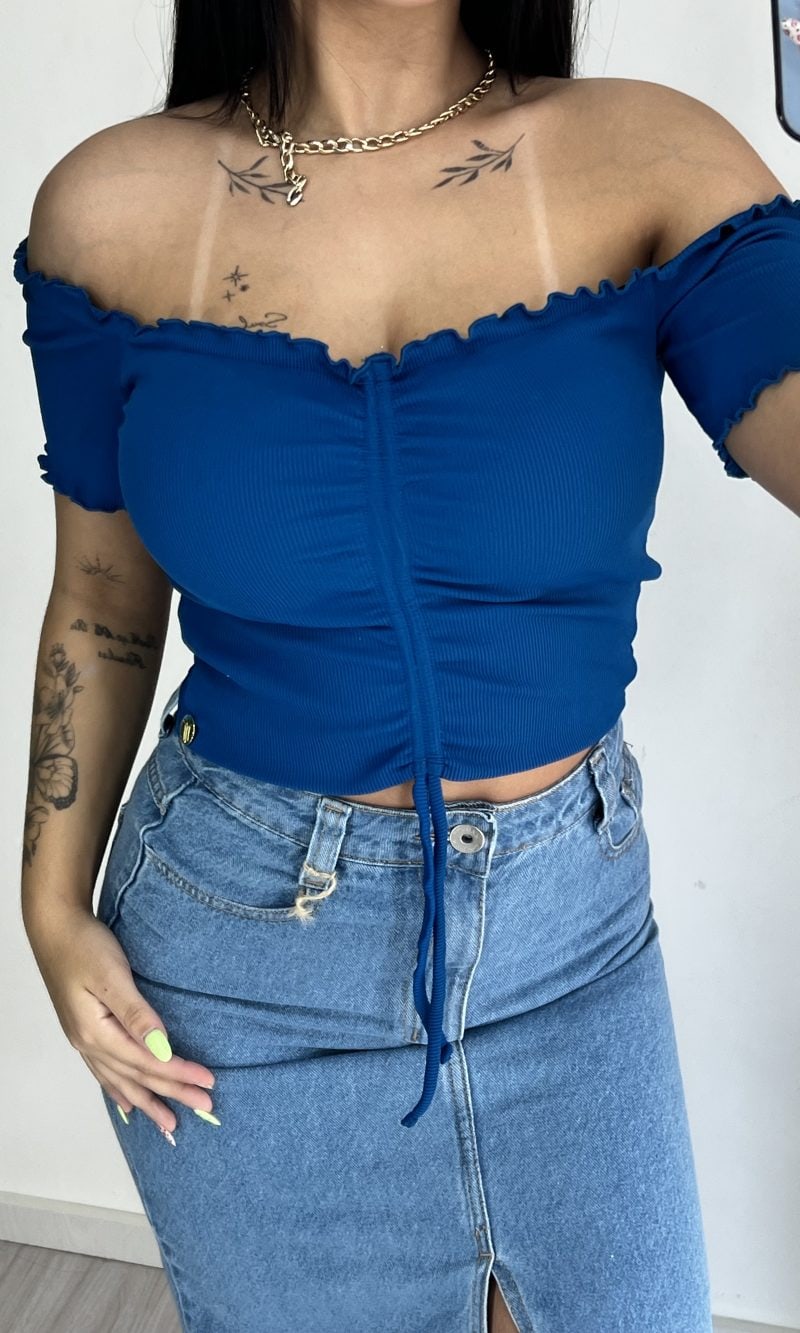 cropped drapeado picô donna chica azul petróleo cropped drapeado picô donna chica azul petróleo