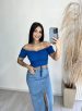 cropped drapeado picô donna chica azul petróleo