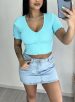 cropped decote drapeado picó donna chica verde Água
