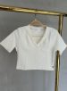 cropped canelado v donna chica off white