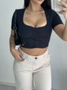 cropped decote drapeado donna chica preto