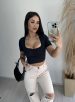 cropped decote drapeado donna chica preto
