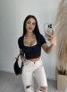 cropped decote drapeado donna chica preto