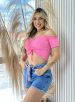 cropped drapeado picô donna chica rosa chiclete