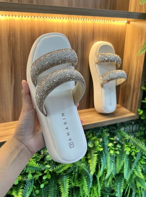 chinelo papete 2tiras off white ramarim 24 39207