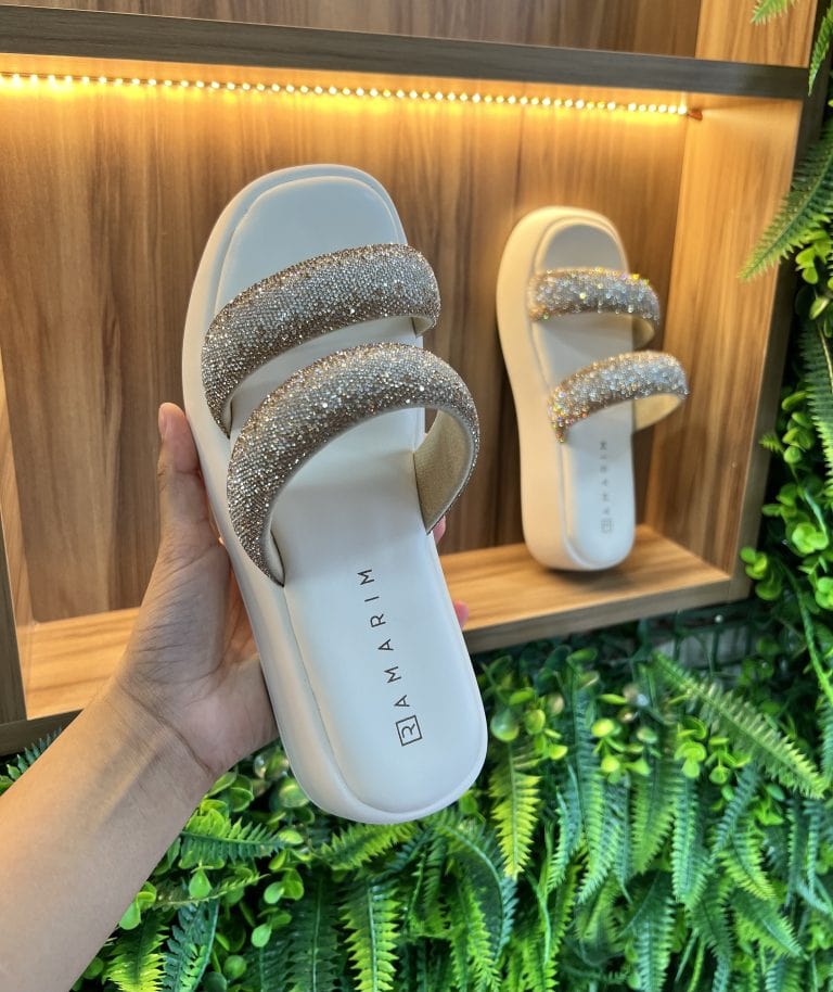 chinelo papete 2tiras off white ramarim 24 39207
