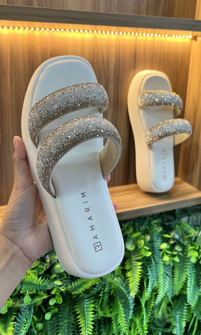 chinelo papete 2tiras off white ramarim 24 39207