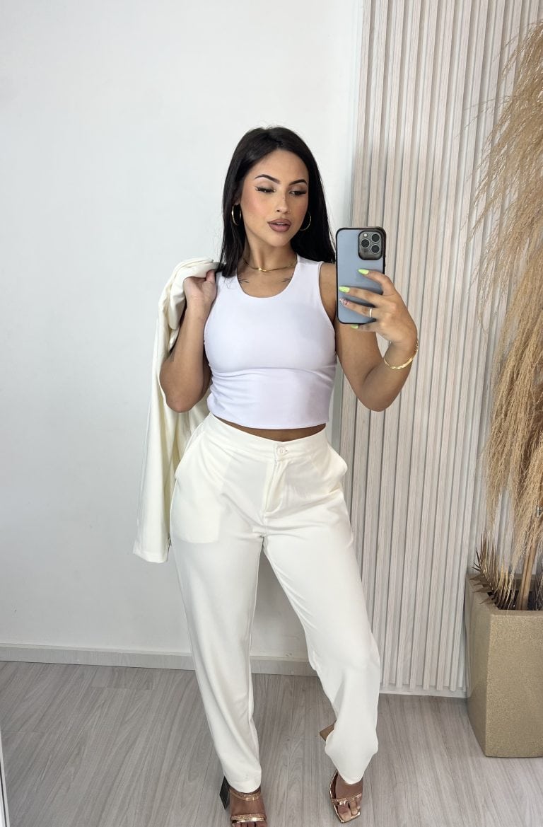 calça regina off white calça regina off white