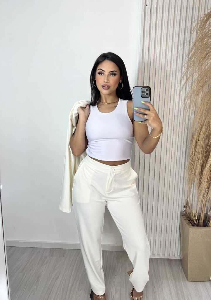 calça regina off white calça regina off white