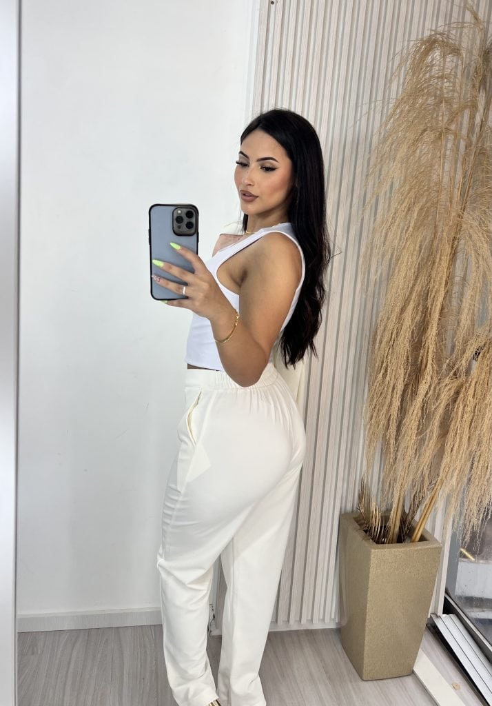 calça regina off white calça regina off white