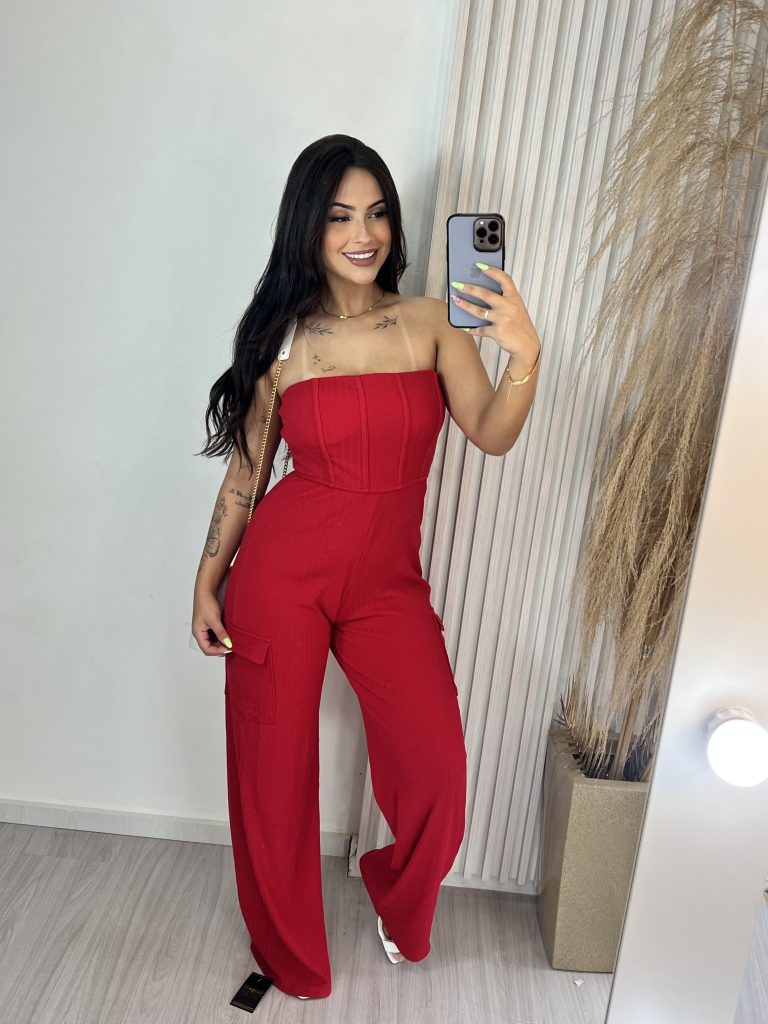 macacão longo adriely vermelho