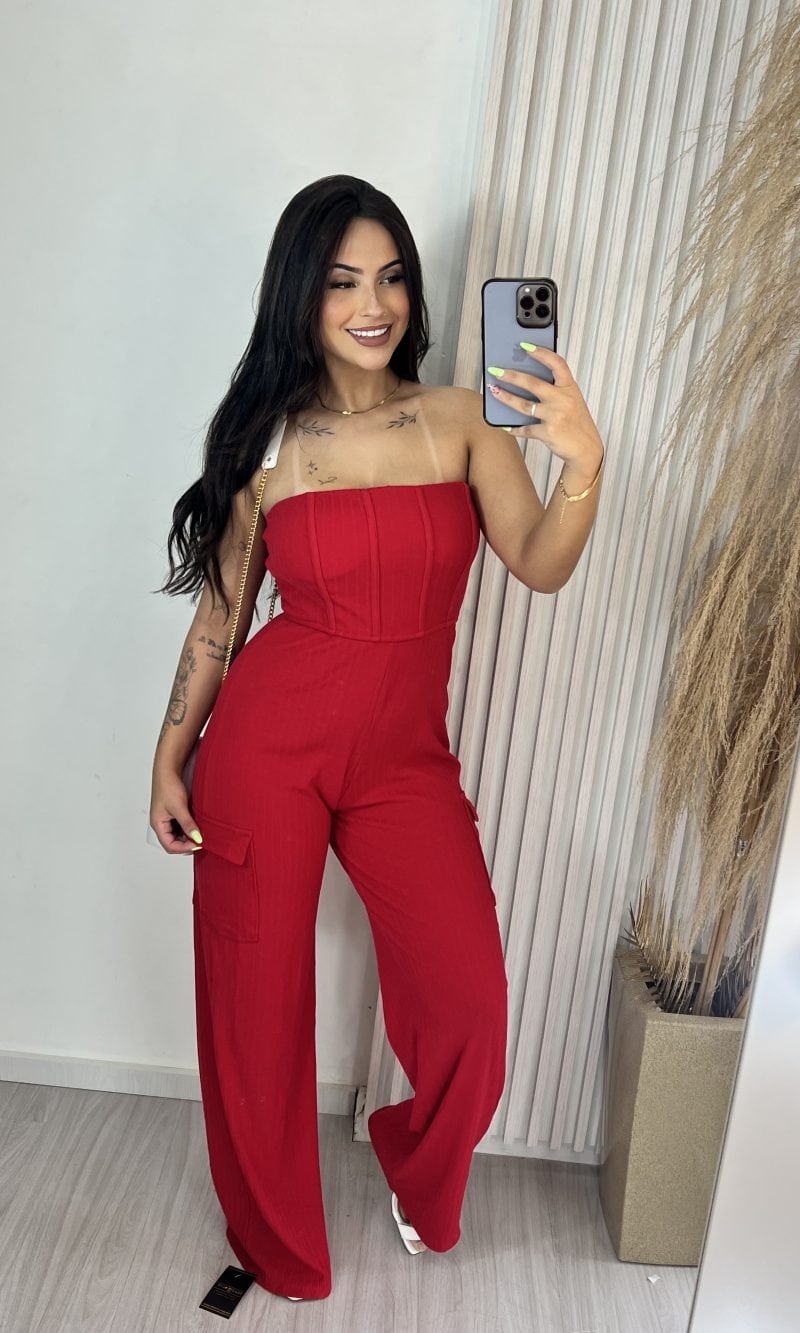 macacão longo adriely vermelho