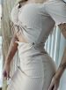 vestido midi drapeado picô donna chica nude