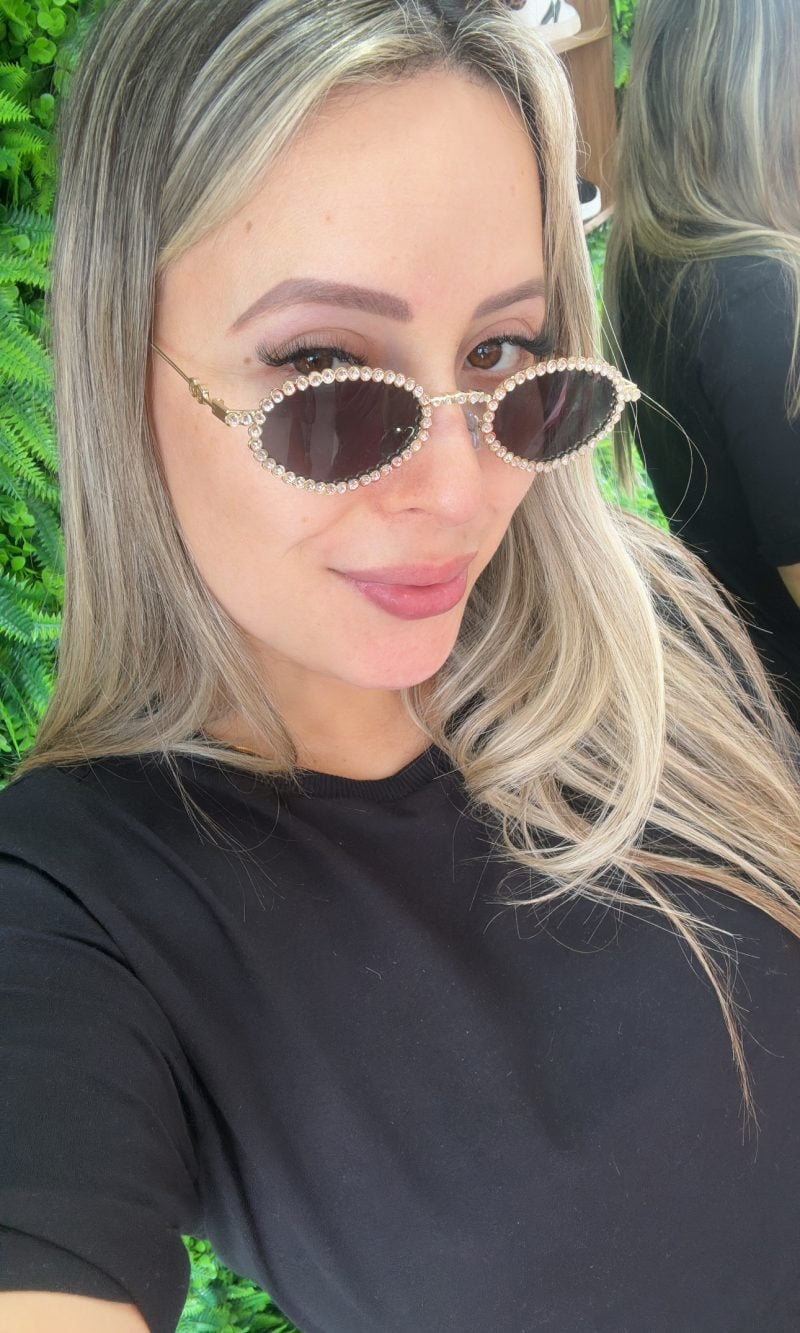 Óculos strass sheila dourado