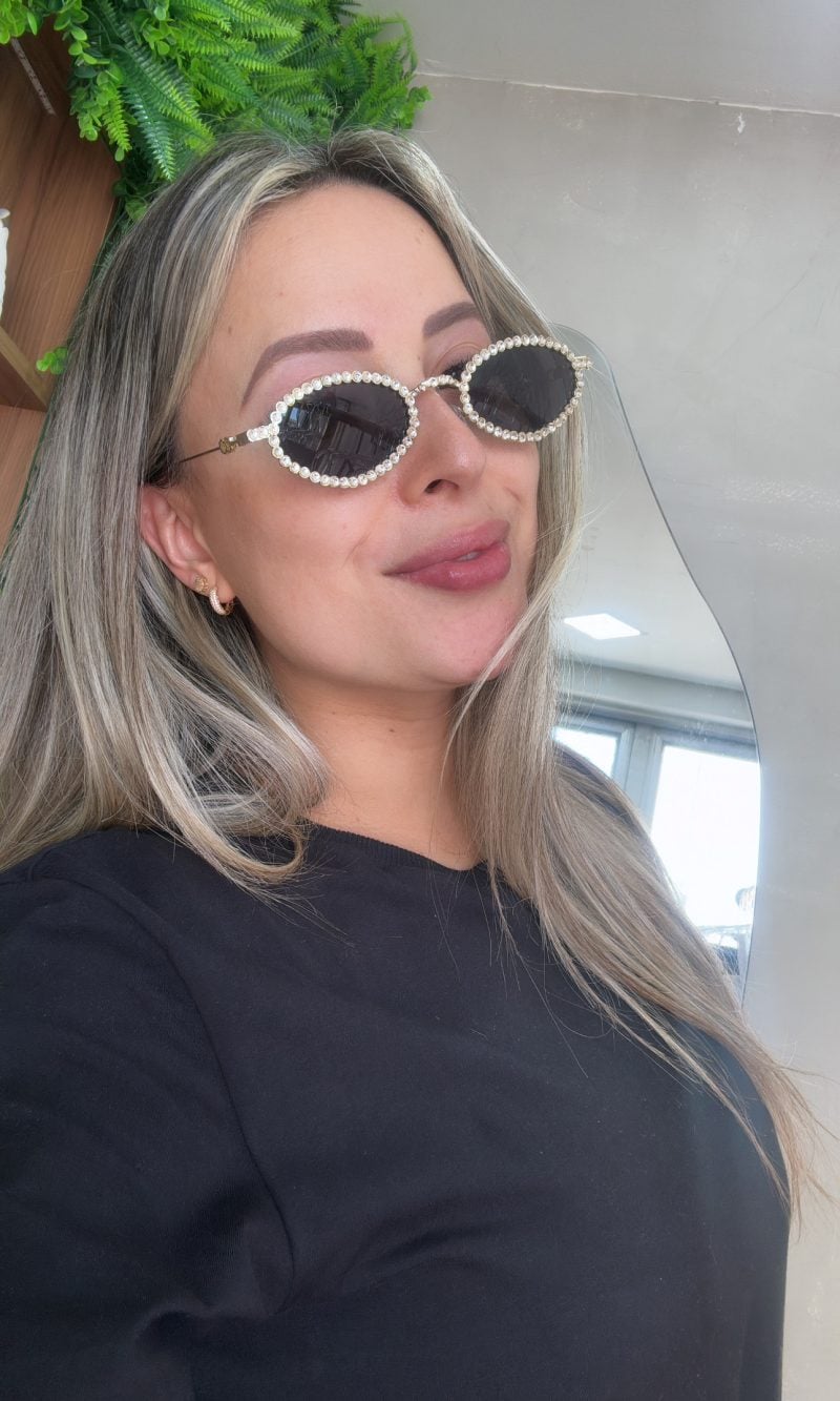 Óculos strass sheila dourado