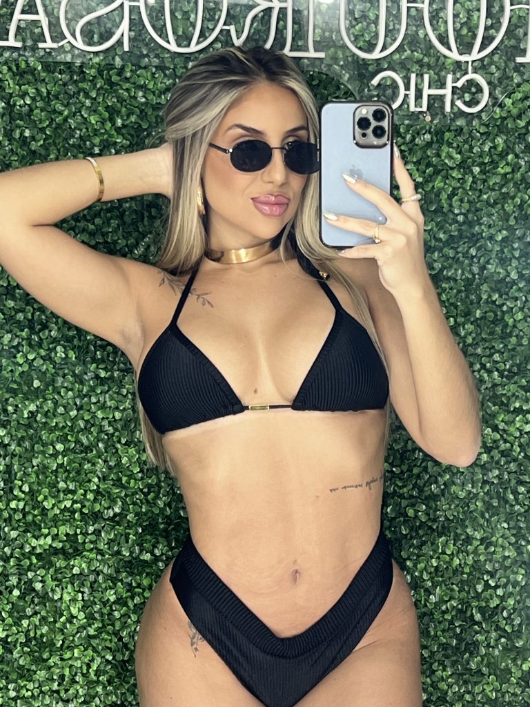 biquini canelado preto