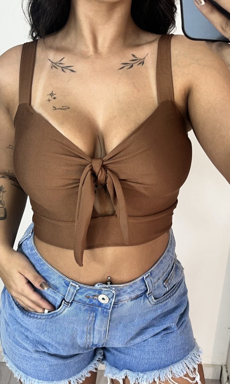cropped lisi marrom cropped lisi marrom