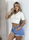 cropped canelado v donna chica off white