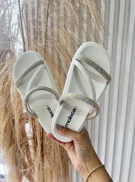 papete strass 3 tiras branco off moleca 5469.121