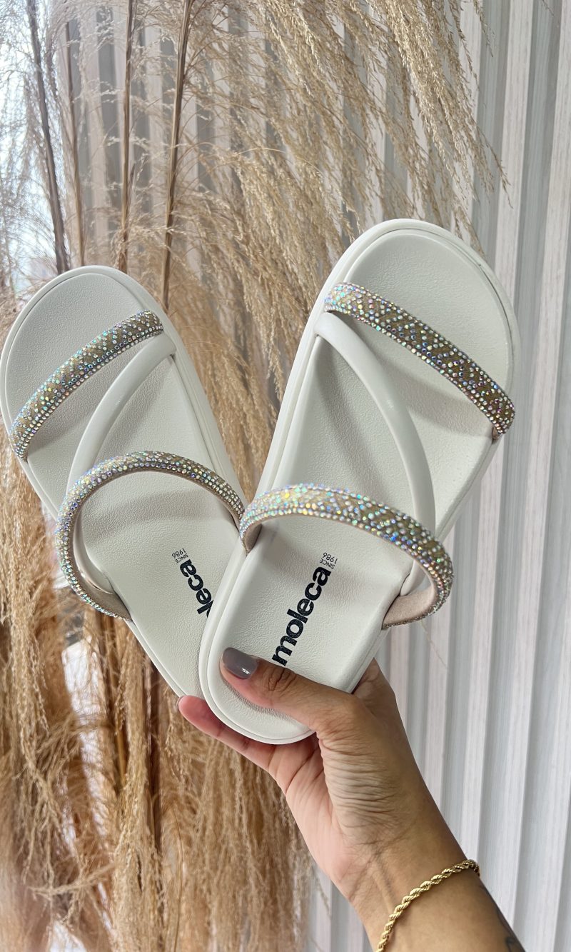 papete strass 3 tiras branco off moleca 5469.121