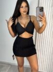 saia com short bengaline gabriela preto