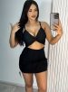 saia com short bengaline gabriela preto