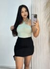 saia com short bengaline gabriela preto