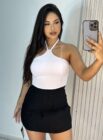 saia com short bengaline gabriela preto