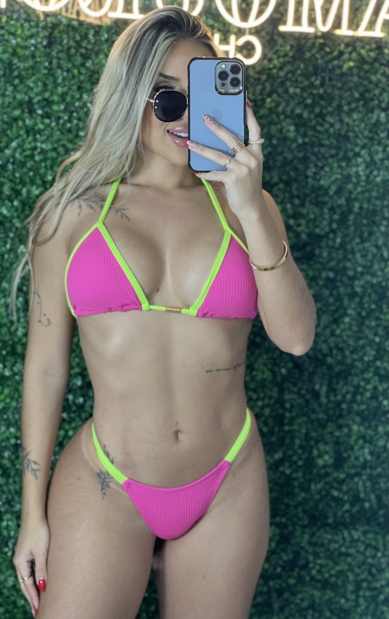 biquini raquel canelado rosa pink amarelo neon biquini raquel canelado rosa pink amarelo neon