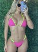 biquini raquel canelado rosa pink amarelo neon