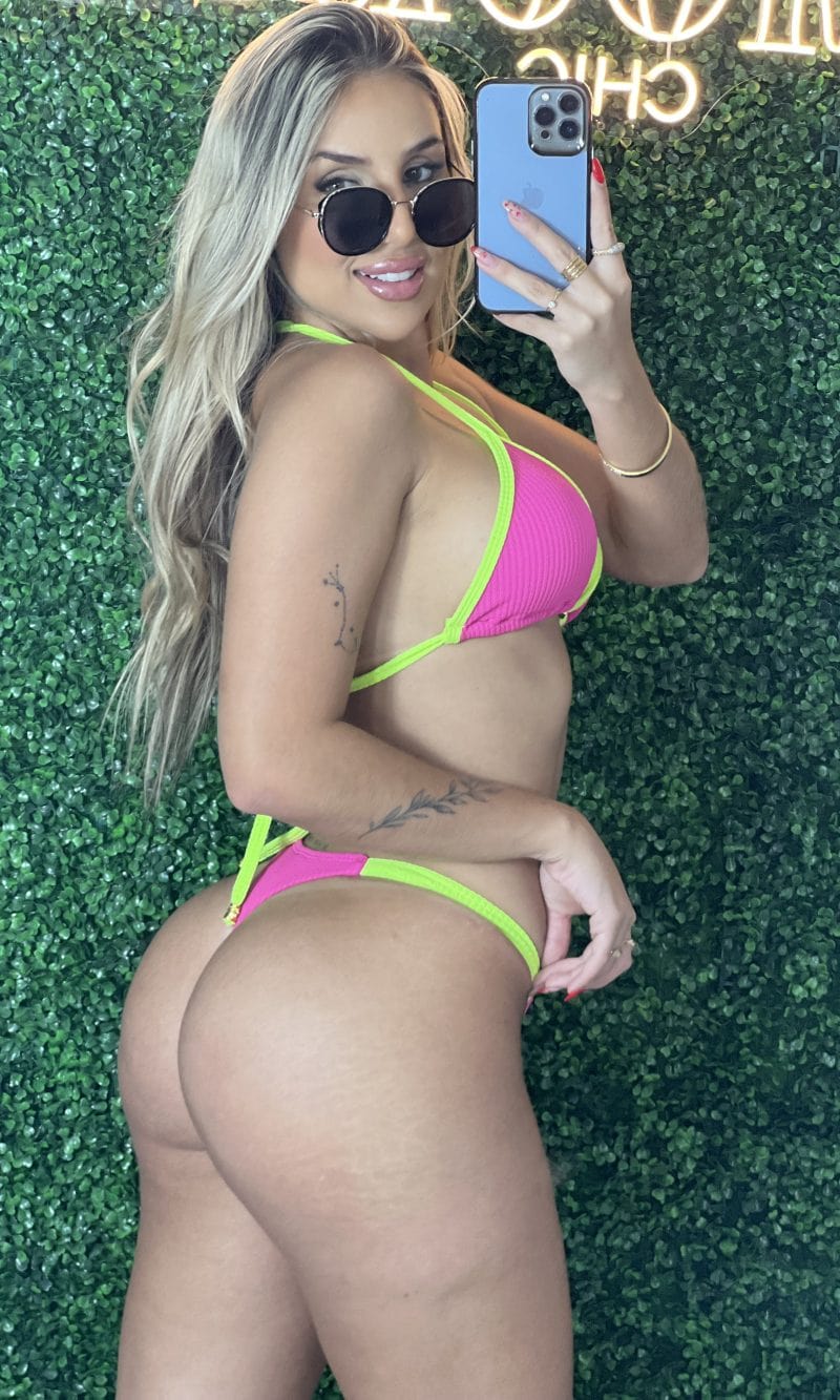 biquini raquel canelado rosa pink amarelo neon biquini raquel canelado rosa pink amarelo neon
