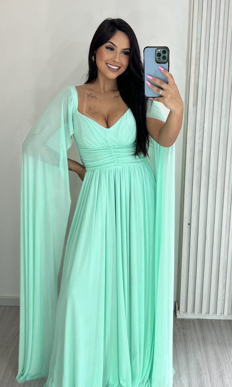 vestido longo keisha verde Água