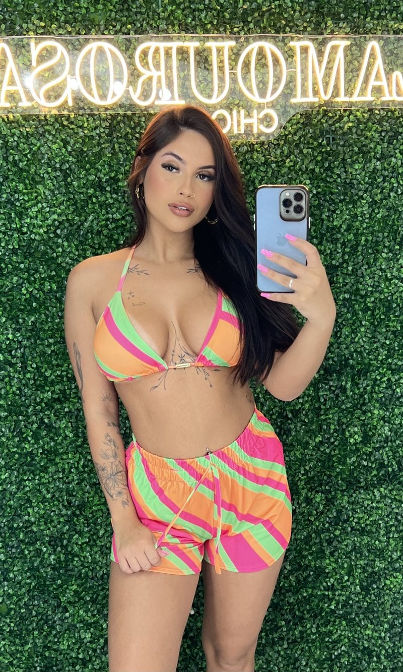 conjunto trikini verão listrado