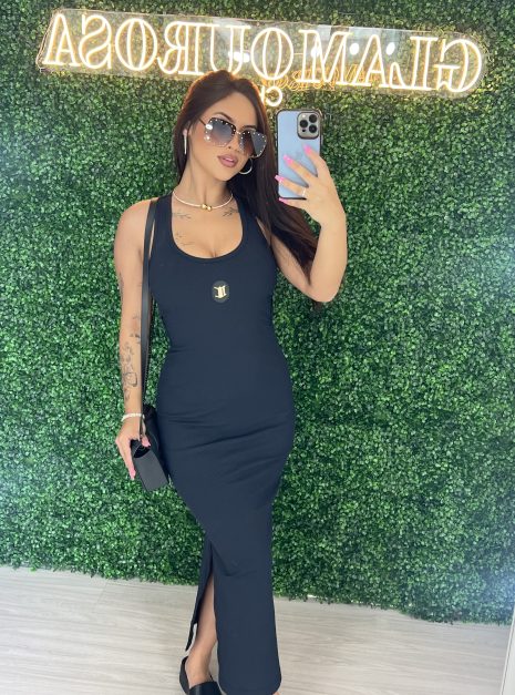 vestido regata longo ab costas donna chica preto