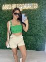 short alfaiataria com cinto lara bege