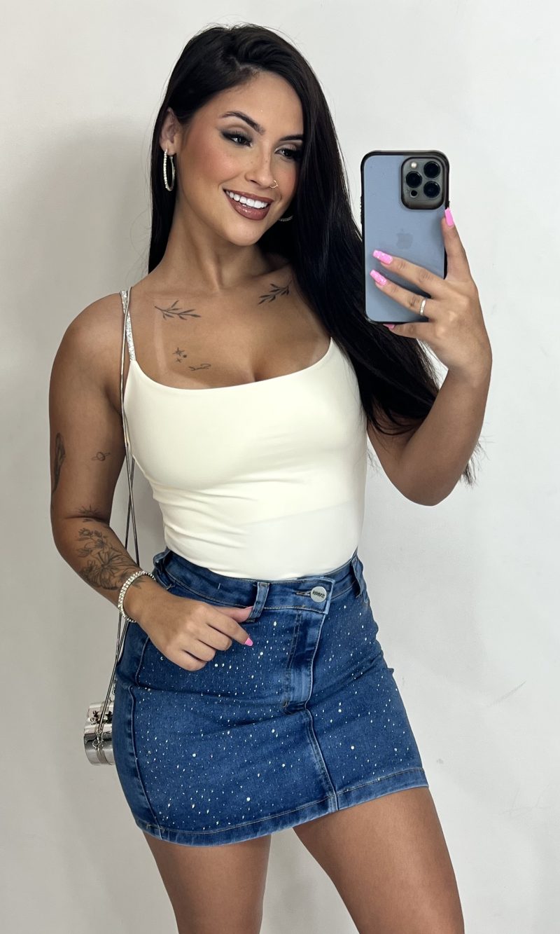 saia jeans cargo fatima preto