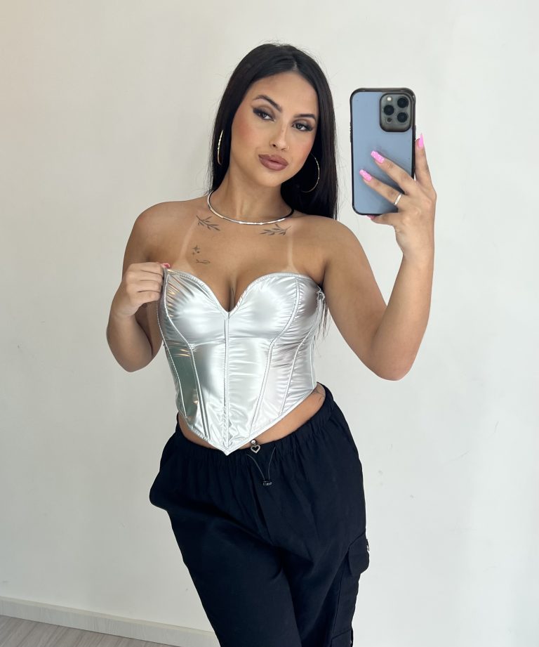 corselet vinil raquel prata