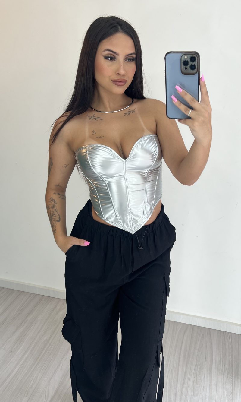 corselet vinil raquel prata corselet vinil raquel prata