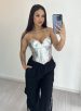 corselet vinil raquel prata
